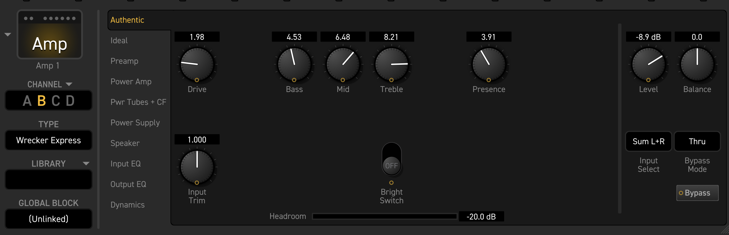 AMP block authentic settings